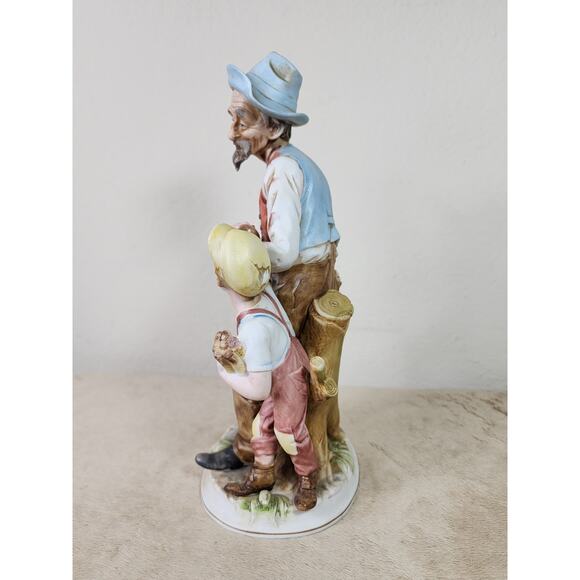Lefton Bisque Grandpa & Boy Figurine 11" Tall Ceramic #5304 Home Decor Vintage - Picture 7 of 12